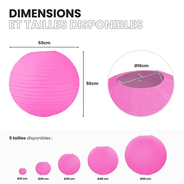 Lot de 12 Boules Japonaises Fuchsia 50 cm - SkyLantern.fr
