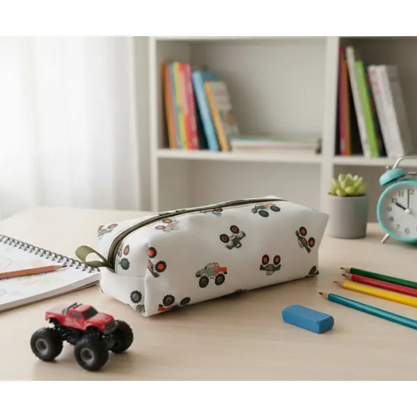Trousse enfant double entoilage motifs monster truck