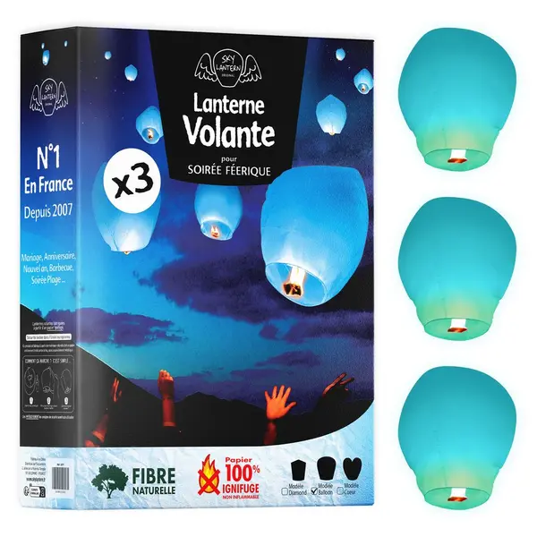 Lanternes Volantes Turquoise X3 - Skylantern.Fr