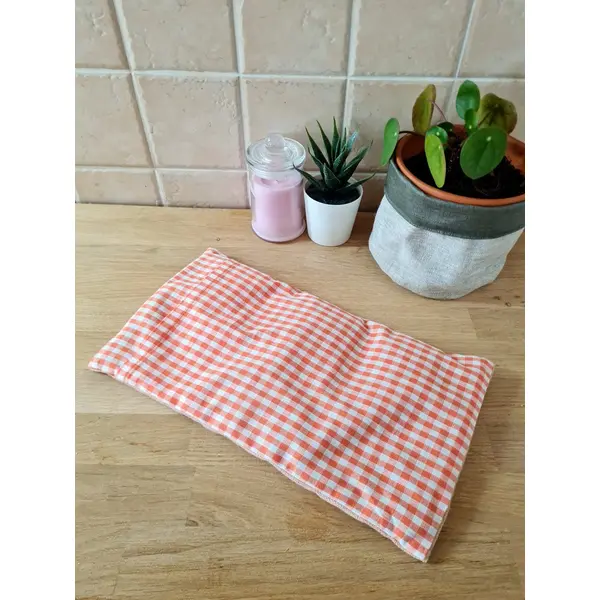 Bouillotte sèche déhoussable vichy pêche/orange