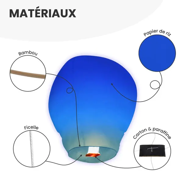Pack Lanternes Chinoises Bleu Roi X20 - Skylantern.Fr