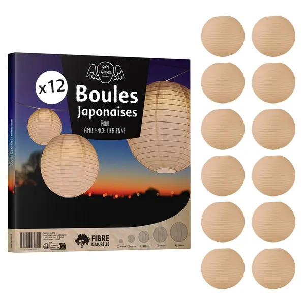 Lot de 12 Boules Japonaises Sable 50 cm - SkyLantern.fr