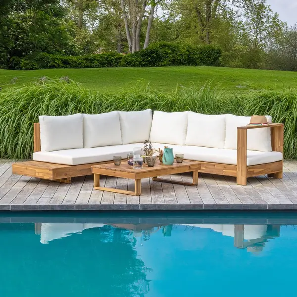 Salon de Jardin Beige - Bois d'Acacia 100% FSC - SkyLantern.fr