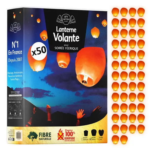 Lanternes Volantes Mariage Biodegradable Orange X50 - SkyLantern