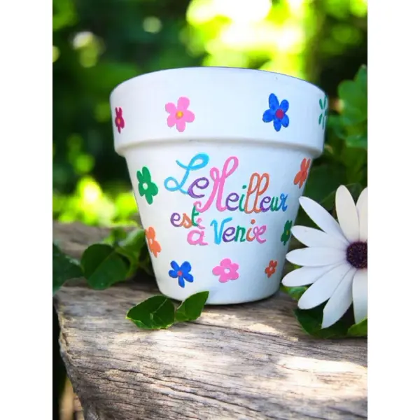 Pot de fleurs en terre cuite peint main cache-pot, pot de plante extérieur/intérieur pot décoré cadeau mères deco terracotta