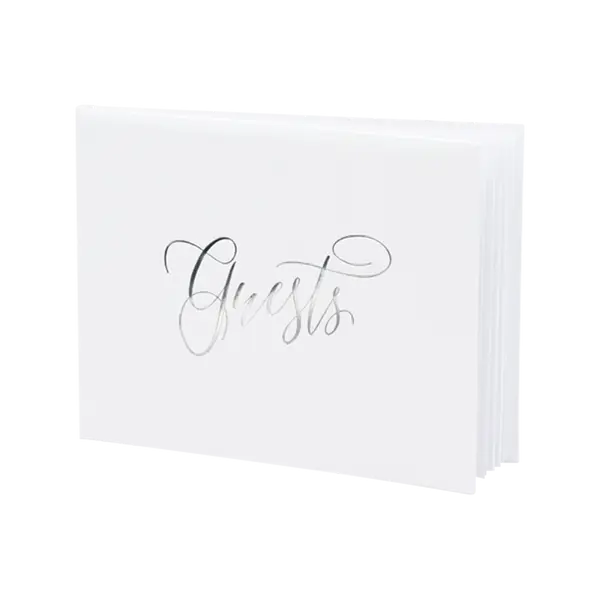 Livre D'Or Guest Book Blanc et Argent 18,5 cm - SkyLantern.fr