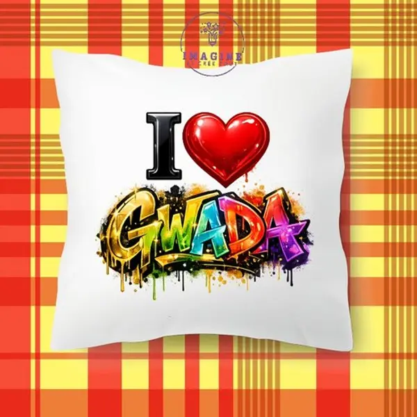 Taie personnalisée - lit - sommeil - sublimation - impression infusible ink - i love gwada - cœur - graffitis