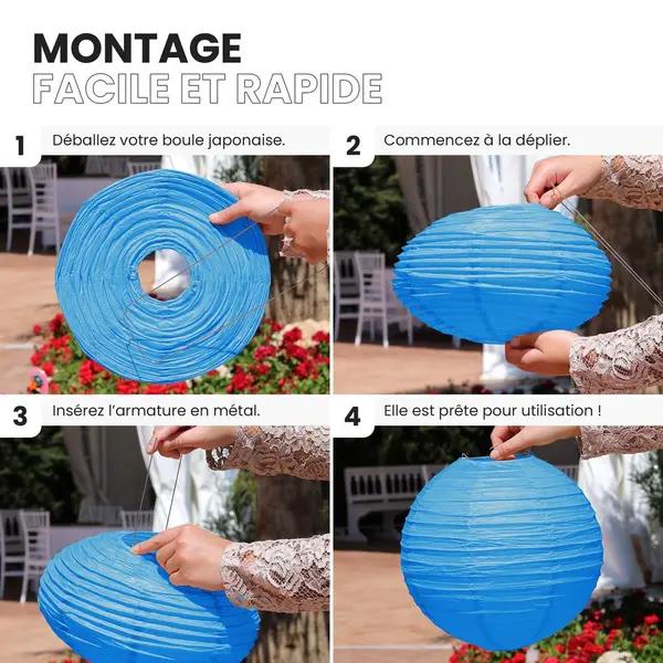 Suspension Boule Papier Couleur Bleu Roi 40 Cm - Skylantern.Fr