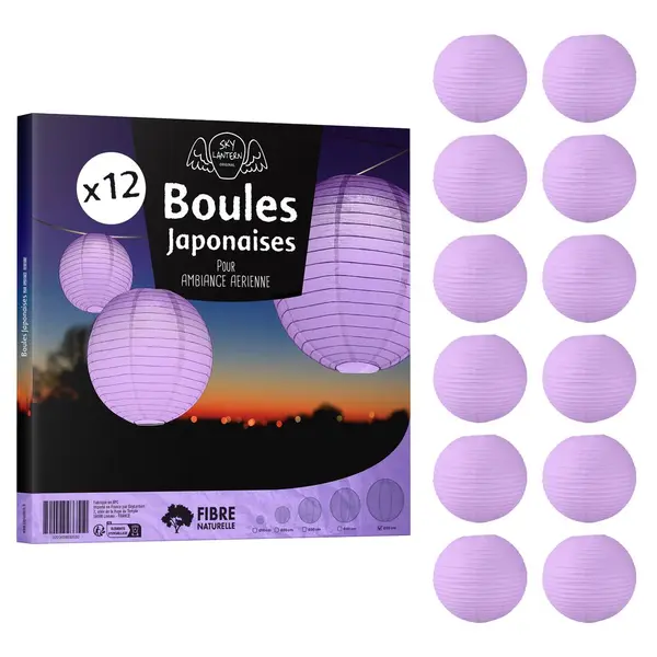 Lot de 12 Boules Japonaises Parme 50 cm - SkyLantern.fr