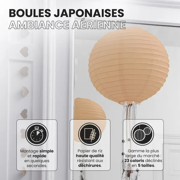 Lot de 12 Boules Japonaises Sable 50 cm - SkyLantern.fr
