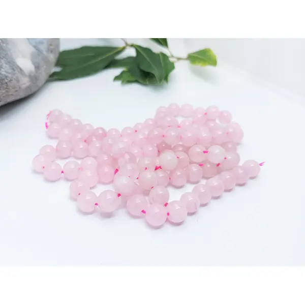 Perles quartz rose naturel 8mm | lot de 90 perles pour fabrication de bijoux et macramé