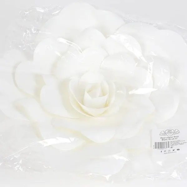 Fleur En Papier Rose Blanc 30 cm - SkyLantern.fr