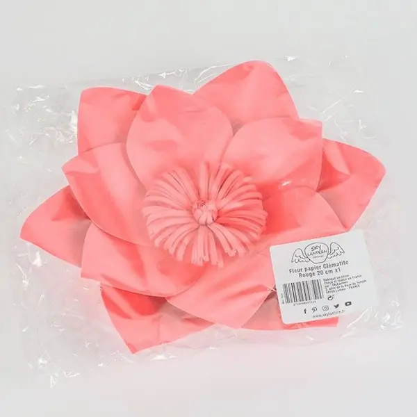 Fleur En Papier Clématite Rouge 20 cm - SkyLantern.fr