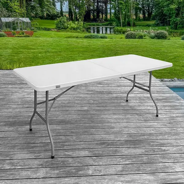 Table Pliante Exterieur 180 cm Beige - Table de Jardin - SkyLantern.fr