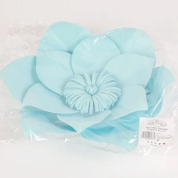 Fleur En Papier Clématite Turquoise 30 cm - SkyLantern.fr