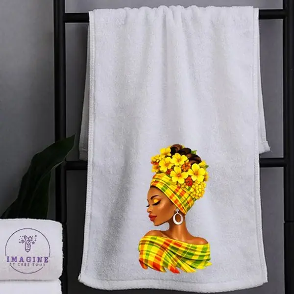Petite serviette personnalisée pour le visage - sublimation - infusible ink - impression - tête fleurie - silhouette - madras - femme