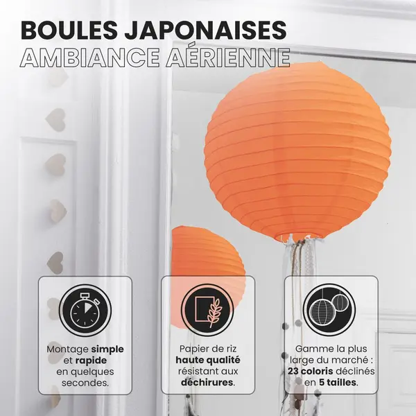 Lot de 12 Boules Japonaises Corail 50 cm - SkyLantern.fr