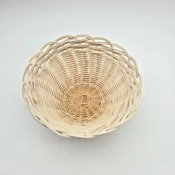 Corbeille ronde - gros bol - en rotin naturel écru - fait main