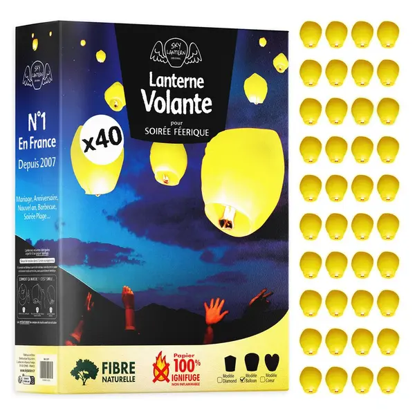 Lanternes Célestes Mariage Jaune X40 - Skylantern.Fr