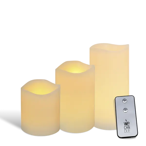 Pack de 3 bougies LED finition vagues avec récepteur - WeCandle