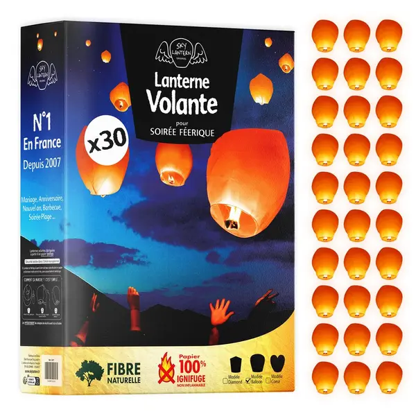 Lanterne Thai Biodegradable Orange X30 - Skylantern.Fr