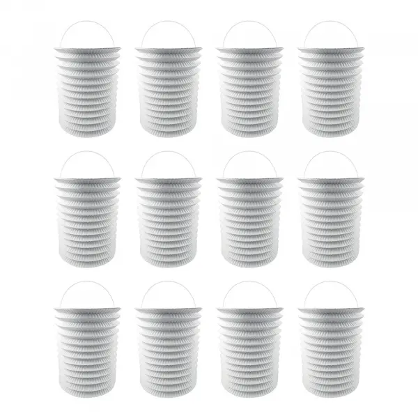 12 Lampions en papier blanc - 16 cm