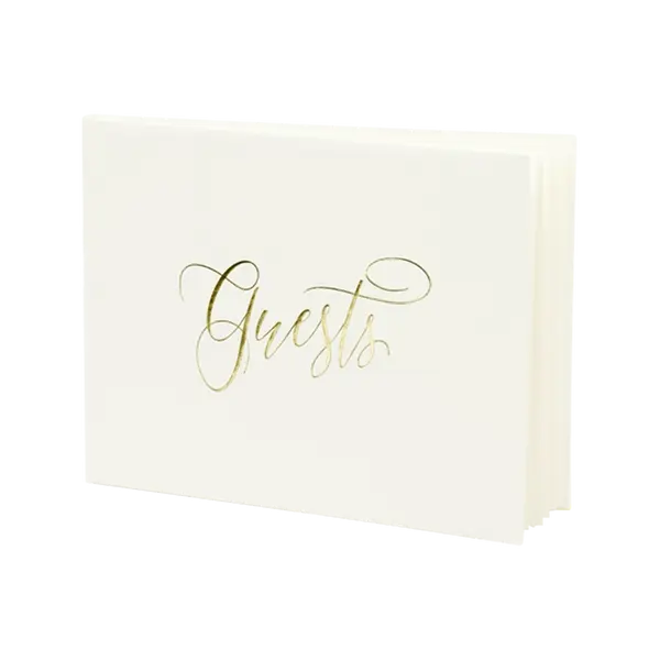 Livre D'Or Guest Book Crème et Or 18,5 cm - SkyLantern.fr