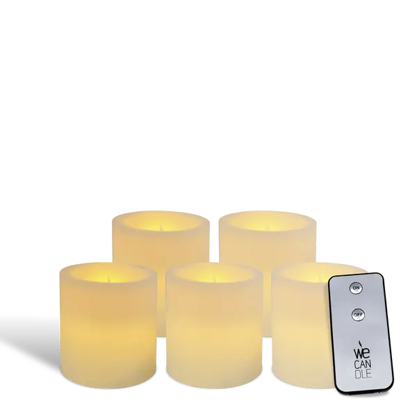 Pack Pilier LED standard ivoire 7x7,5cm récepteur x5 - WeCandle