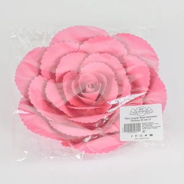 Fleur En Papier Rose Ancienne Fuchsia 20 cm - SkyLantern.fr