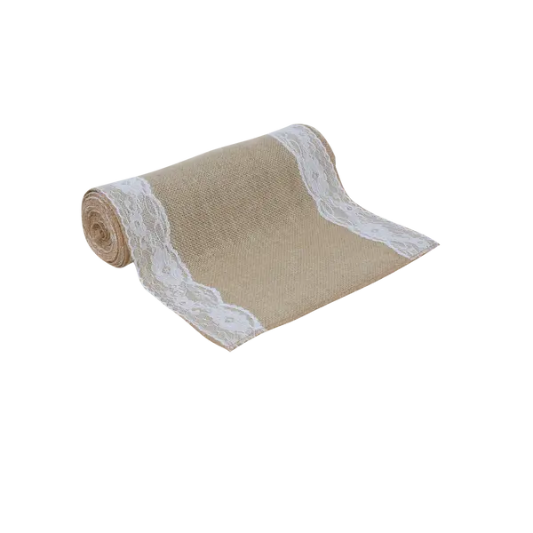 Chemin de Table Toile de Jute et Dentelle 5 M - SkyLantern.fr