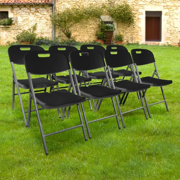 Lot 8 Chaises Pliables Noires 44x46x50 cm - SkyLantern.fr