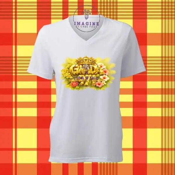T-shirt personnalisé pour femme - col v - sublimation - impression infusible ink - gwada, guadeloupe, 971