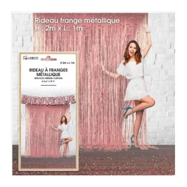 Rideau Franges métalliques rose gold