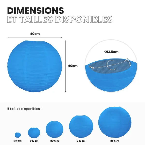 Suspension Boule Papier Couleur Bleu Roi 40 Cm - Skylantern.Fr