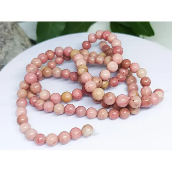 Perles rhodochrosite naturelle 6mm | lot de 120 perles pierre rose | perles pour colliers​ et bijoux