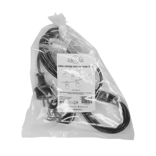 Câble Rallonge 3M IP65 Noir - SkyLantern.fr